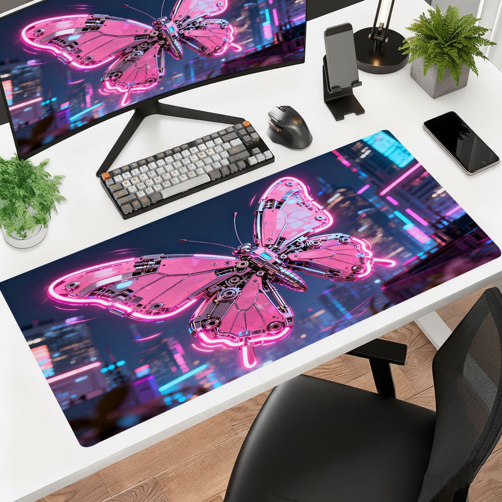 Office Tech Desk - Alas Mouse Seni Besi Pink Tech